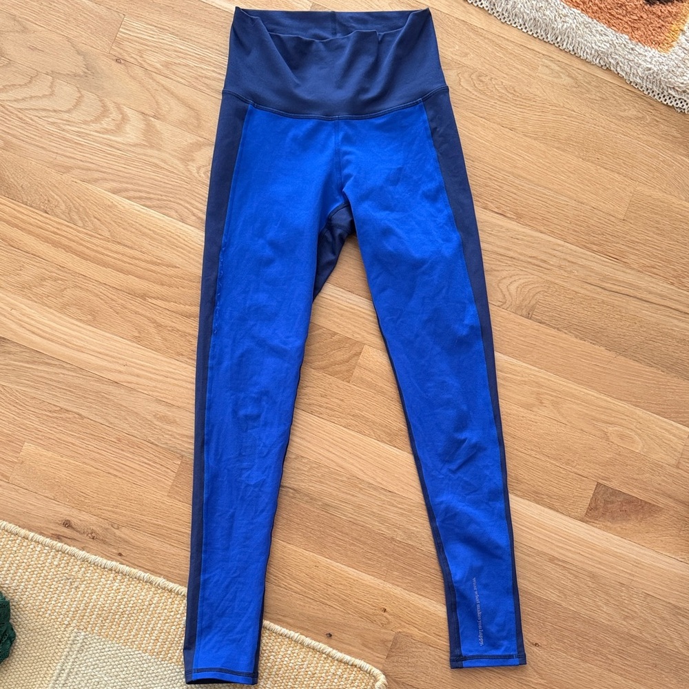 Blue and Black High-Waisted Leggings